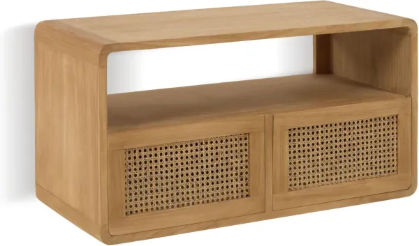 Sabiela, Naturligt badrumsskåp, massivt trä, teakfaner