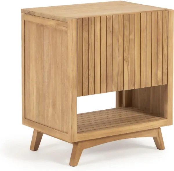Kuveni, Naturligt badrumsskåp, massivt trä, H80x70x50 cm, teakfaner